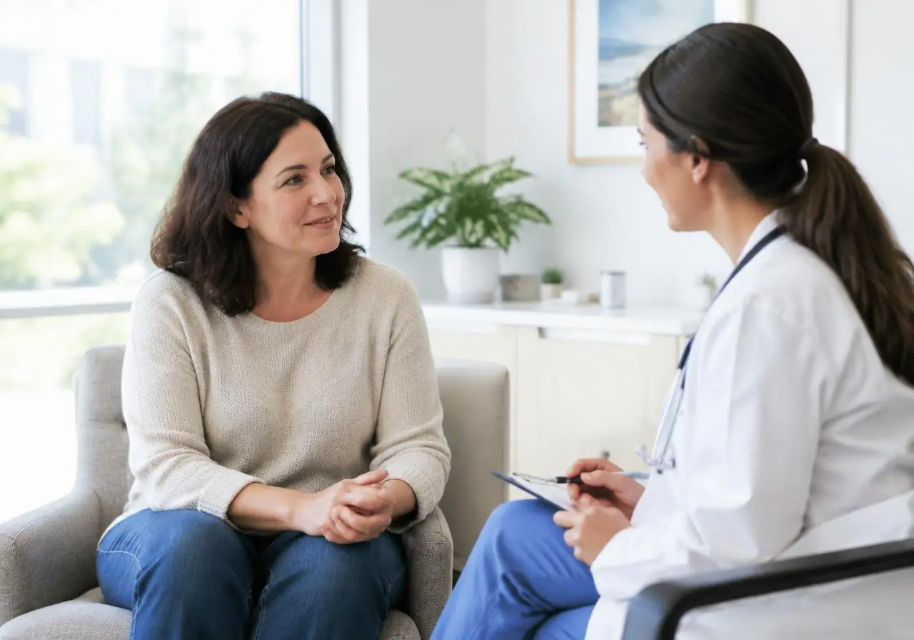 A patient talking with a healthcare provider